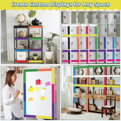 30 Pcs Magnetic Borders for Classroom Whiteboard - Bright Magnetic Bulletin Board Border Set - Scalloped Chalkboard Border Strips for Teachers, Parents, DIY Home,School & Office Decoration