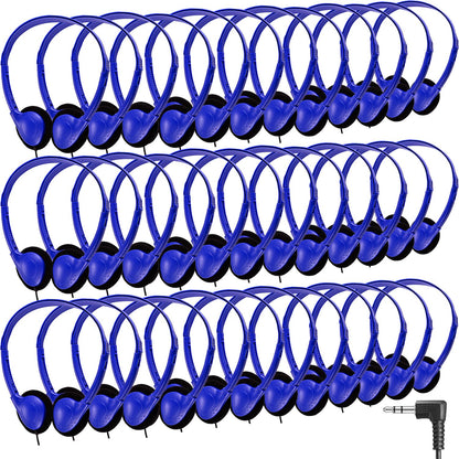 CN-Outlet 50 Pack Classroom Headphones Bulk for Kids School Class Set Headphones for Students Teens Toddler Children and Adults, Wholesale 3.5mm Pulg Wired Earphones-Upgrade (Dark Blue, 50 Pack)