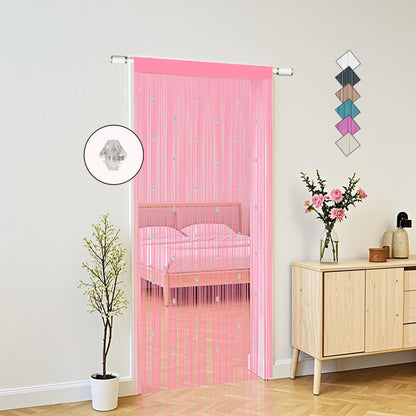 Beaded String Curtains for Doorways Boho Bedroom Decor Hanging Door Wall Beads Closet Window Curtain Room Divider Privacy Decorative (Pink, 39" W x 79" L)
