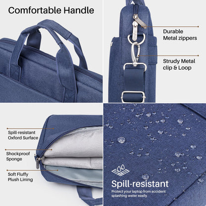 BAFFINA Laptop Shoulder Bag 15.6 16 Inch Business Gifts for Men Women,Laptop Briefcase for 14“ 15” 16“ MacBook/Notebook Hp Dell Asus,Waterproof Computer Carrying Case Messenger Bag with Strap,Blue