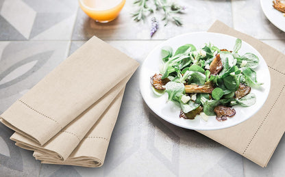Flax Linen Napkins Set of 12-18x18 Inch Reusable Cloth Dinner Napkins - Natural Color Table Napkin for Dining, Wedding, Parties, Mothers Day, & Everyday Use - Soft, Durable, Eco-Friendly Fabric