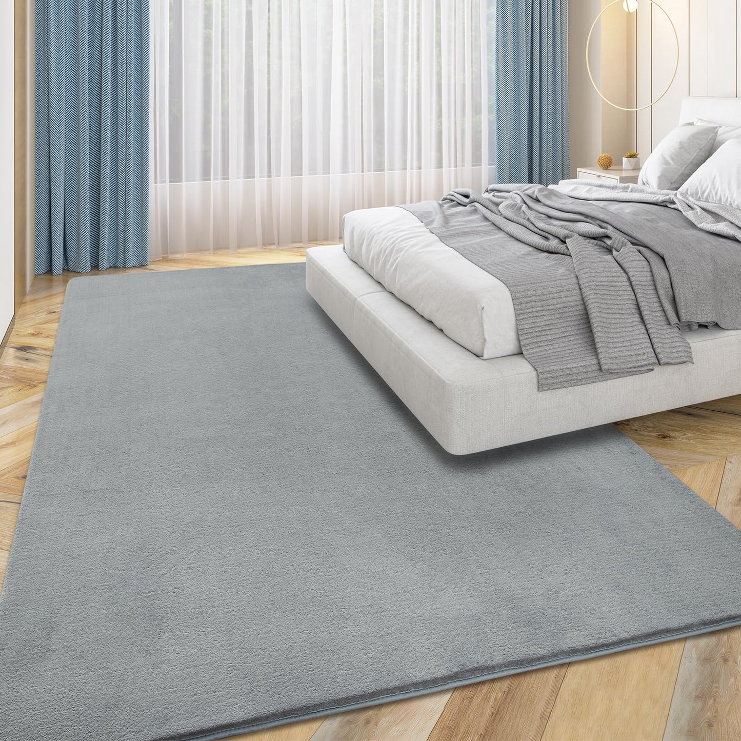 Przemy Washable Area Rug for Living Room Bedroom, 6x9 Feet Grey Memory Foam Rug, Super Soft Modern Indoor Carpet for Kids Room Girls Boys Dorm Nursery Decor Mat