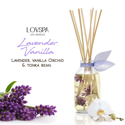 LOVSPA Reed Diffuser Set, Smoked Vanilla Scented Oil Diffuser with Sticks, Home Fragrance Accessories for Bathroom Shelf Decor, Aroma Diffusers for Home or Office Fall Decor, USA Made