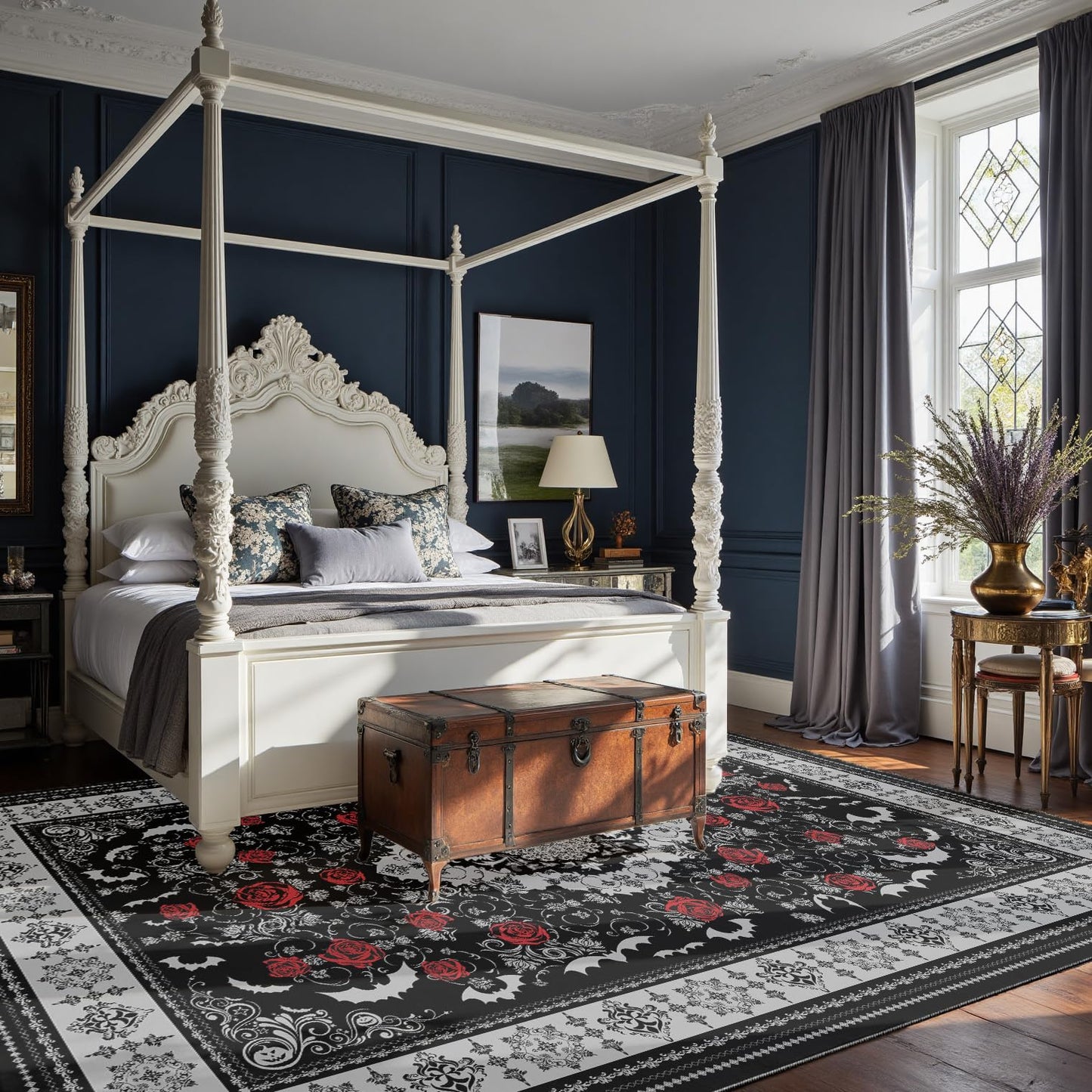 Nayoroom Dark Academia Area Rug, Soft Machine Washable 5x7 Rug, Non-Slip, Non-Shedding, Durable and Easy-Care, Perfect for Living Room, Bedroom, Dining Room.