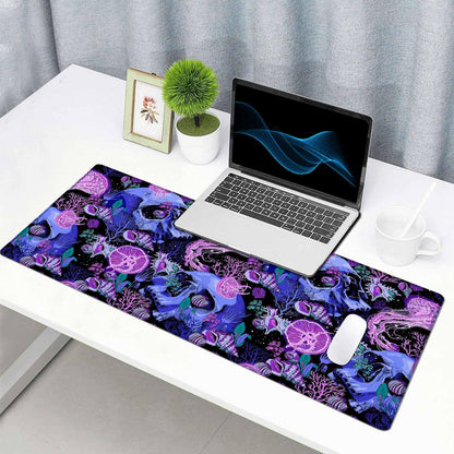 Mouse Pad Gaming, Large XXL Mouse Pads, Non-Slip Rubber Base Mousepad, Keyboard Mouse Mat Desk Pad with Stitched Edges, 35.4x15.7 inch Bright Psychedelic Skulls