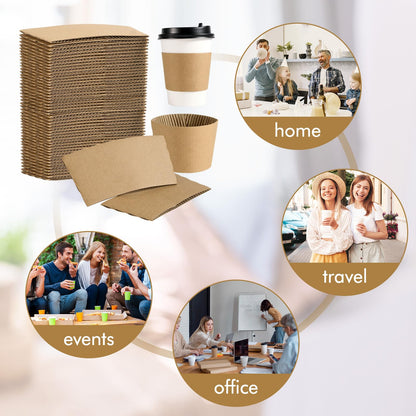 200 Pack Coffee Sleeves, Disposable Cup Sleeves for Hot and Cold Drinks, Strong Coffee Cup Sleeve Fit for 10-24 oz Cups