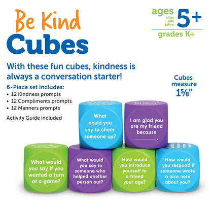 Learning Resources Be Kind Cubes, 6 pieces, Ages 5+ Social Emotional Learning Toys, Speech Therapists Materials, Emotional Intelligence Toys