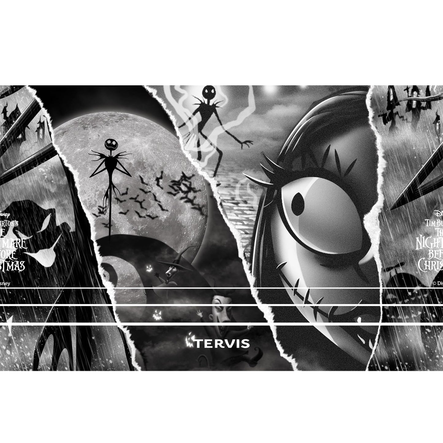Tervis Traveler Disney Nightmare Before Christmas Torn Collage Triple Walled Insulated Tumbler Travel Cup Keeps Drinks Cold & Hot, 30oz - with Straw Lid, Stainless Steel
