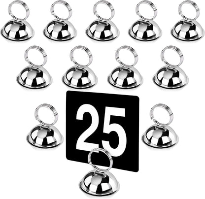 New Star Foodservice 23367 Split-Ring Style, Place Card/Table Number Holder, 2.5 x 2.33 Inch, Silver, Set of 12
