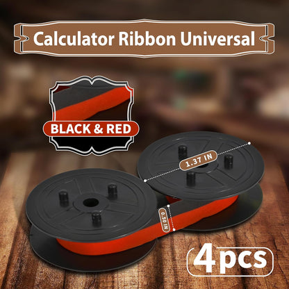 4Pack Sharp EL-1197PIII Calculator Ribbon Universal，Compatible Sharp EL-2196BL, Canon Mp11dx ，Porelon 11216， Printer Machine Typewriter CalculatorRibbon Replacement ，Calculator Ribbon Red/Black