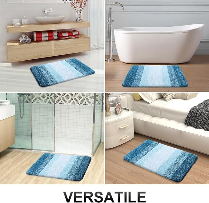 OLANLY Bathroom Runner Rugs Mat 70x24, Extra Soft Absorbent Microfiber Bath Rugs, Rubber Backing, Quick Dry, Washable Long Bath Mats for Bathroom, Tub and Shower, Home Decor Accessories, Peacock Blue