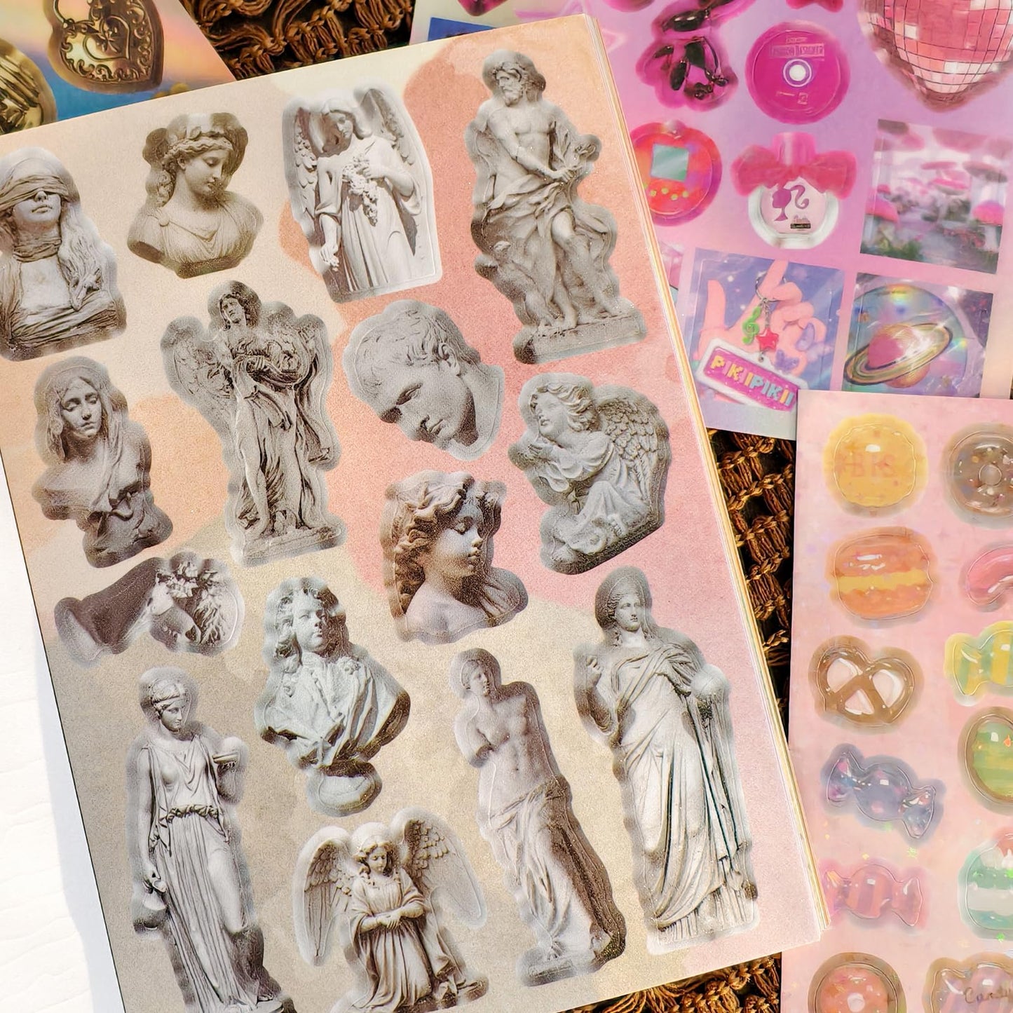 Bomichi Cute Sticker Book, Y2K Vintage Grunge Kawaii Retro Aesthetic Decals Matte Writable Paper, Stickers for Journaling Scrapbook Junk Journal Supplies,Bullet Planner DIY Card Making