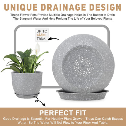 YNNICO Plant Pots 12/10/9 inch Set of 3, Flower Pots with Multi Mesh Drainage Holes, Large Planters for Indoor Outdoor Garden Plants and Flowers. (Gray)