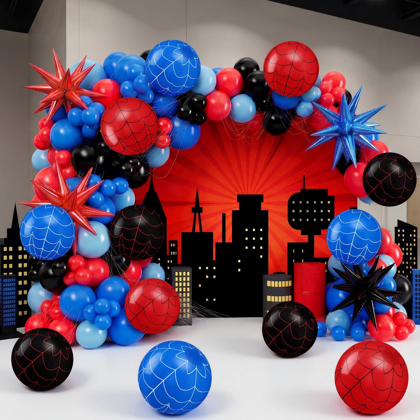 Sotiff 12 Pack 12" Large Spider Web Themed Beach Ball for Kids Birthday Bulk Inflatable Pool Balls for Boys Girls Summer Beach Swimming Pool Birthday Graduation Party Supplies Decoration