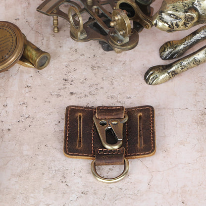CestAntiQ Heavy Duty EDC Leather Key Ring Keychain Holder with Belt Loop, Key Fob Holder and Belt Clip for Men Brown