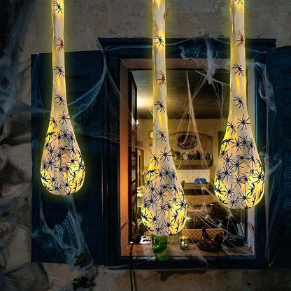 Vurlexat 3 Pack Halloween Spider Egg Sacs, 39 Inch Hanging Light Up Spider Egg Decoration, Halloween Spiders Webs Decor for Halloweens Props Party Gifts, Yard Garden Tree House Décor(Warm Light)