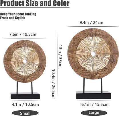 XMGZQ Wood Color Minimalist Round Statue Above Cabinet Decor Kitchen,Modern Decorative Sculpture Home Decorations for Living Room Coffee Table,Shelf Decor Items,Center Pieces Decoration