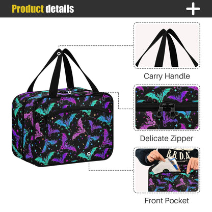 MNSRUU Hanging Toiletry Bags for Women Travel, Gothic Halloween Luminous Bats Toiletry Organizer Portable Travel Toiletry Bags Clear Wash Bags Makeup Bag Cosmetic Bag