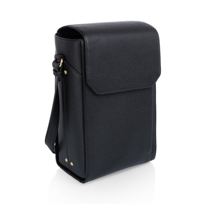 PICNIC TIME Barossa Two Bottle Leatherette Wine Tote Bag, Wine Bottle Carrier Tote, Picnic Bag, Wine Cooler Bag, (Black)