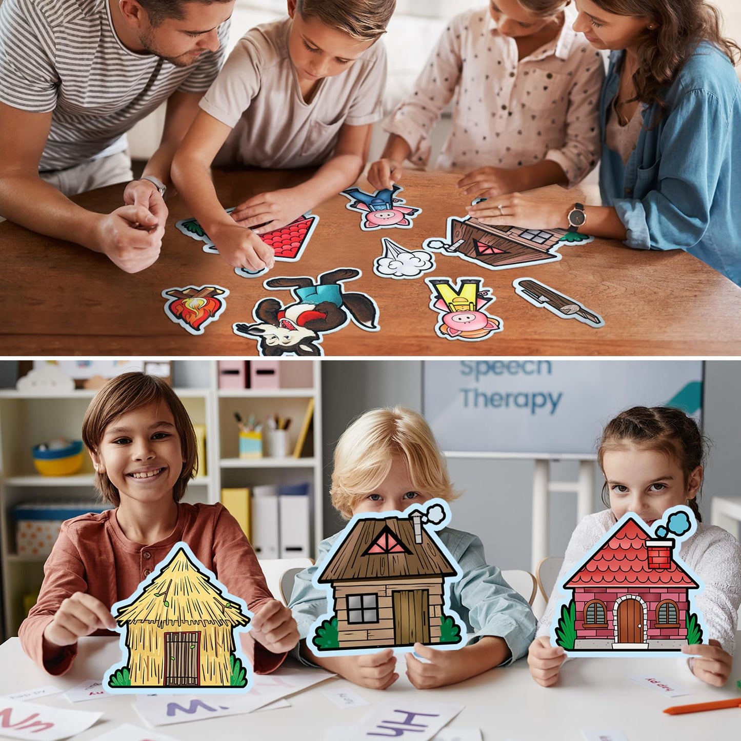 Peryiter 14 Pack Three Little Pigs Felt Board Story Sets Precut Board Flannel Figures Stories for Preschool Toddlers Stories Play Activity