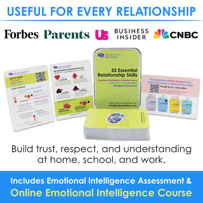 52 Essential Emotional Intelligence Training - Relationship Skills Card Game for Empathy, Trust Building Activities, Conversation Starters, Team Icebreaker Tools - By Harvard Researcher