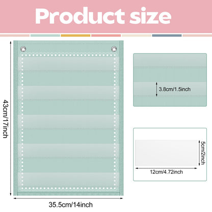 Gueevin 6 Set Magnetic Pocket Chart with 5 Clear Pockets and 30 Dry Erase Cards Painted Classroom Schedule Pocket Chart for Whiteboard Class Demonstrations(Macaron Color,Stripes Pattern)