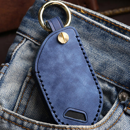 Hontumax Premium Leather 5-Button Key Fob Cover Case for KIA Telluride 2023-2025, Sorento 2024-2025, EV9 2024-2025, K4 2025, K5 2025, Carnival 2025-2026 Key Fob Holder (Blue)