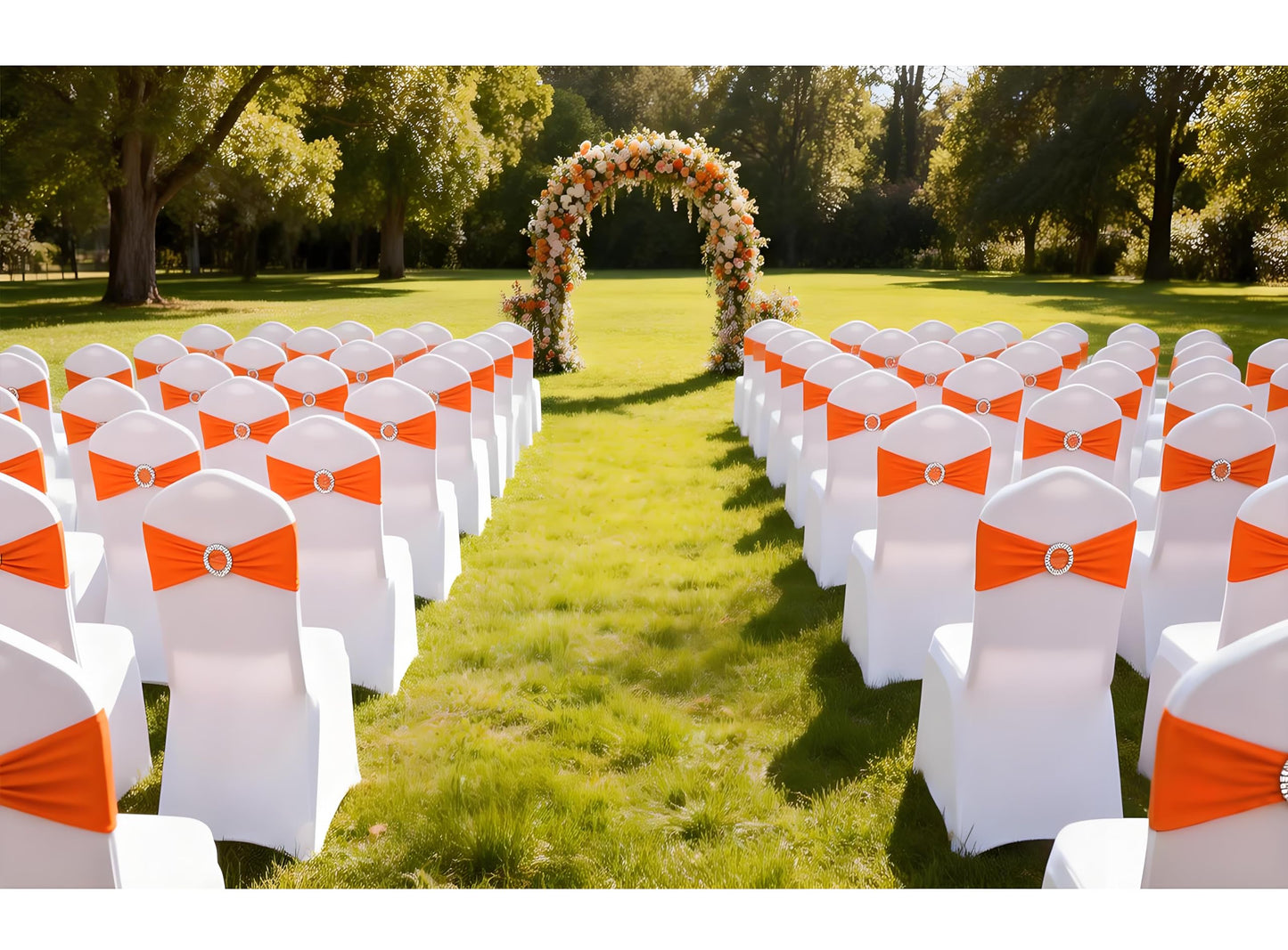Gankar Burnt Orange Chair Sashes 50 Pack, Spandex Halloween Chair Sashes, Orange Chairs Bands for Party Banquet Theme Event Decor