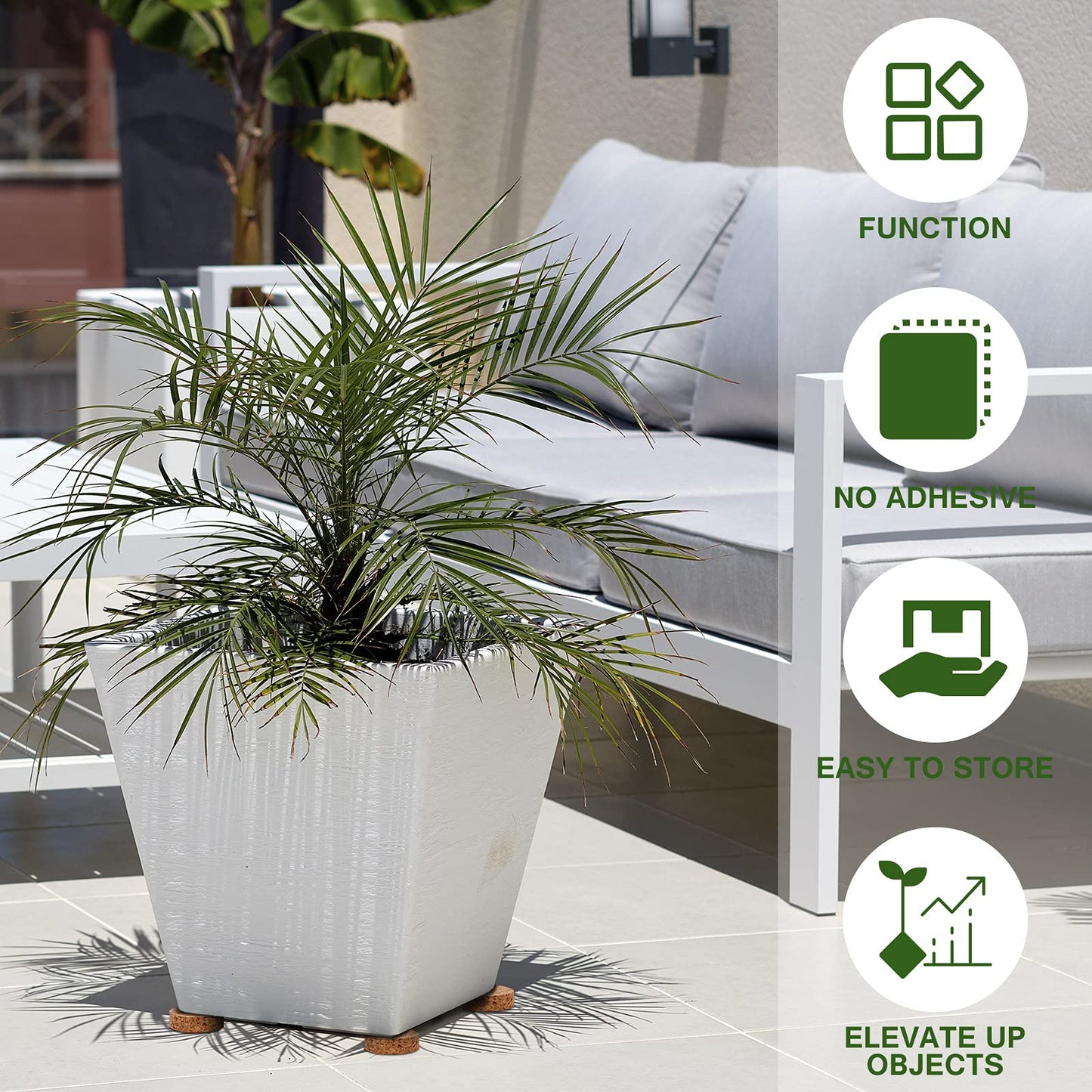 Yalikop 30 Pieces Invisible Plant Pot Feet Risers with Non Slip Surface Indoor Outdoor Solid Corkwood Planter Pot Lifters for Plants Flowers