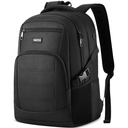 YAMTION Black Backpack for Men and Women, Laptop Backpack, School Backpack for Boys and Girls, Lightweight Bookbag, Work Backpack Fits 15.6 Inch Notebook