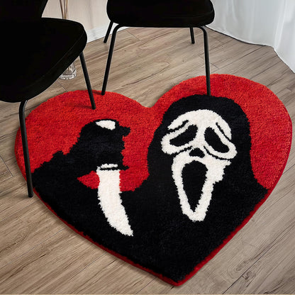 TANVILL Bathroom Rugs Black Red Bath Mat Non Slip, Christmas Home Decor, 35”x42” Funny Skull Large Bath Rugs Washable Absorbent Gothic Decor Spooky Gifts