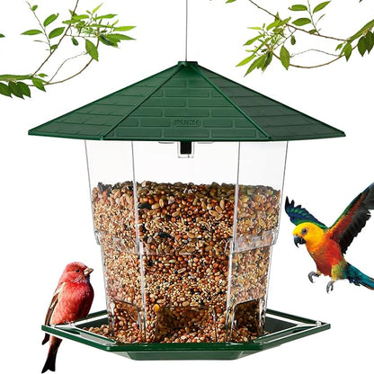 Jealoeur Bird Feeders for Outdoors Hanging Bird Feeder Wild Birds Seed, Green 2 Pack