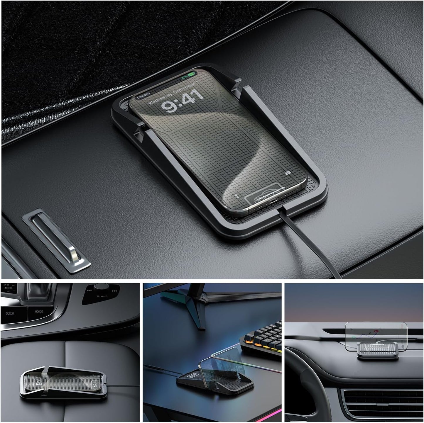 Wireless car Charger Charging pad,POLMXS No-Slip Wireless Phone Charger for car Cell Phone Cordless Charging mat Compatible with iPhone 16/15/14/13/12 Galaxy S23 S22 S21 Note10(C17)