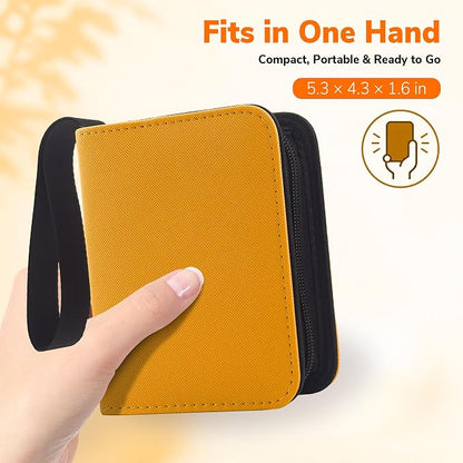 1 Pocket Card Binder with Zipper, 100 Pockets Mini Trading Card Album, Premium PU Leather Single Card Binder, Small Display Folder for TCG & Sports Cards