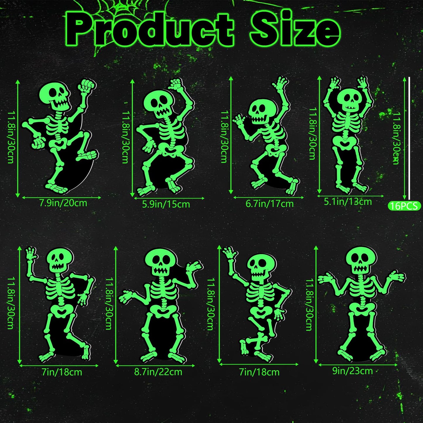 BOUTICOL 8 Pcs Halloween Glow in The Dark Skeleton Yard Signs Outdoor Decoration, Fluorescent Skeleton Ghost Yard Signs with Stakes for Lawn Garden Front Yard Cemetery Decor