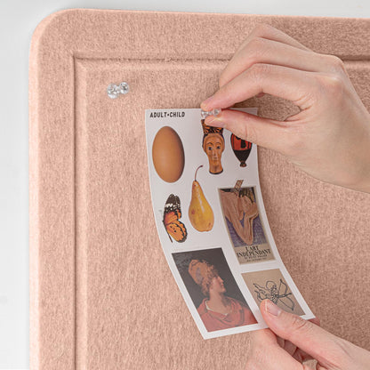 Lightomorrow Bulletin Board, 24 x 18 inches Felt Board Decorative Pin Board, Cork Board Alternative for Wall, Foldable Photo Board Self-Adhesive Vision Board Mood Board with 20 Pushpins - Mauvey Pink