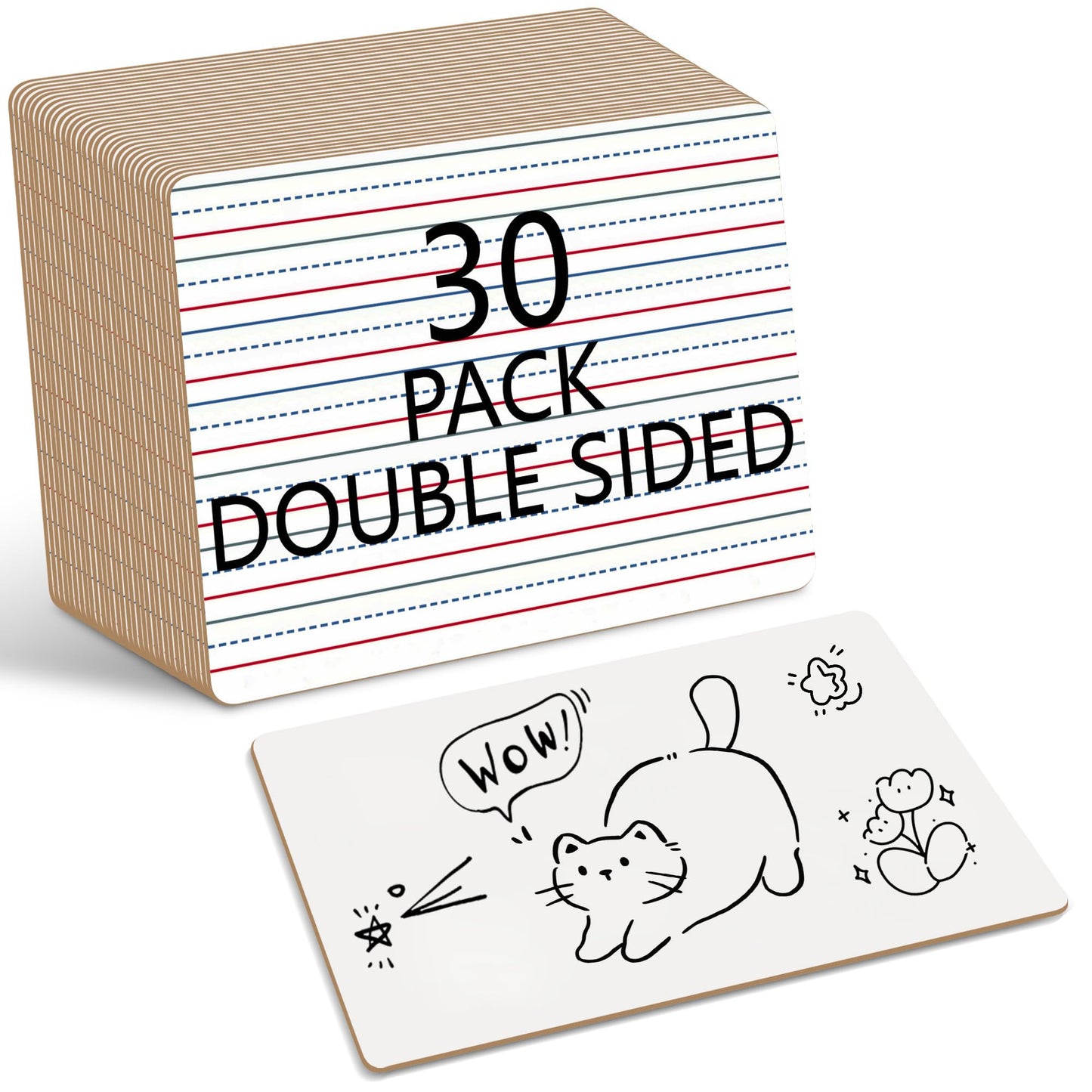 Dry Erase Boards 30 Pack, 9"x12" Double Sided Small Whiteboards with Lines for Kids, Students, Teacher & Classroom Pack,Mini Individual White Boards Lined for Writing Math English Practice