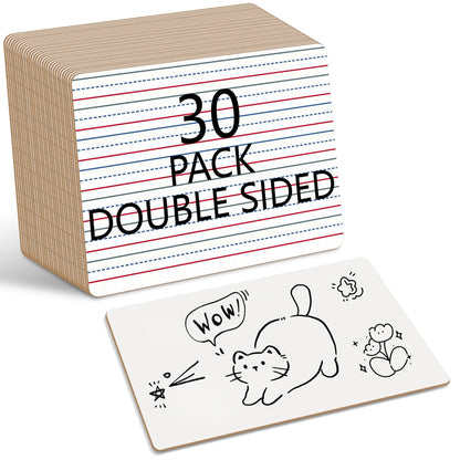 Dry Erase Boards 30 Pack, 9"x12" Double Sided Small Whiteboards with Lines for Kids, Students, Teacher & Classroom Pack,Mini Individual White Boards Lined for Writing Math English Practice