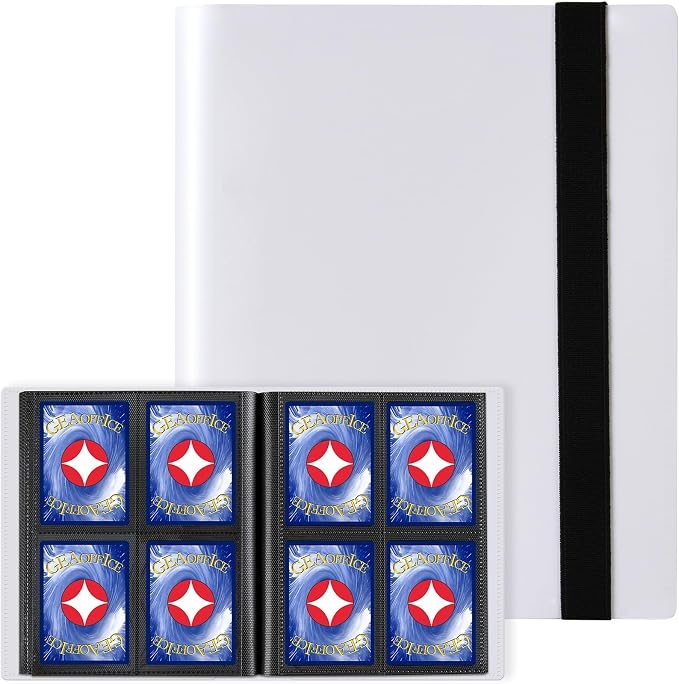 GEAoffice Small Card Binder - 4 Pocket Trading Card Collection Album Folder - 160 Side Loading Pocket Binder for TCG, MTG, Sports & Game Cards - Gifts for Card Collectors (White)