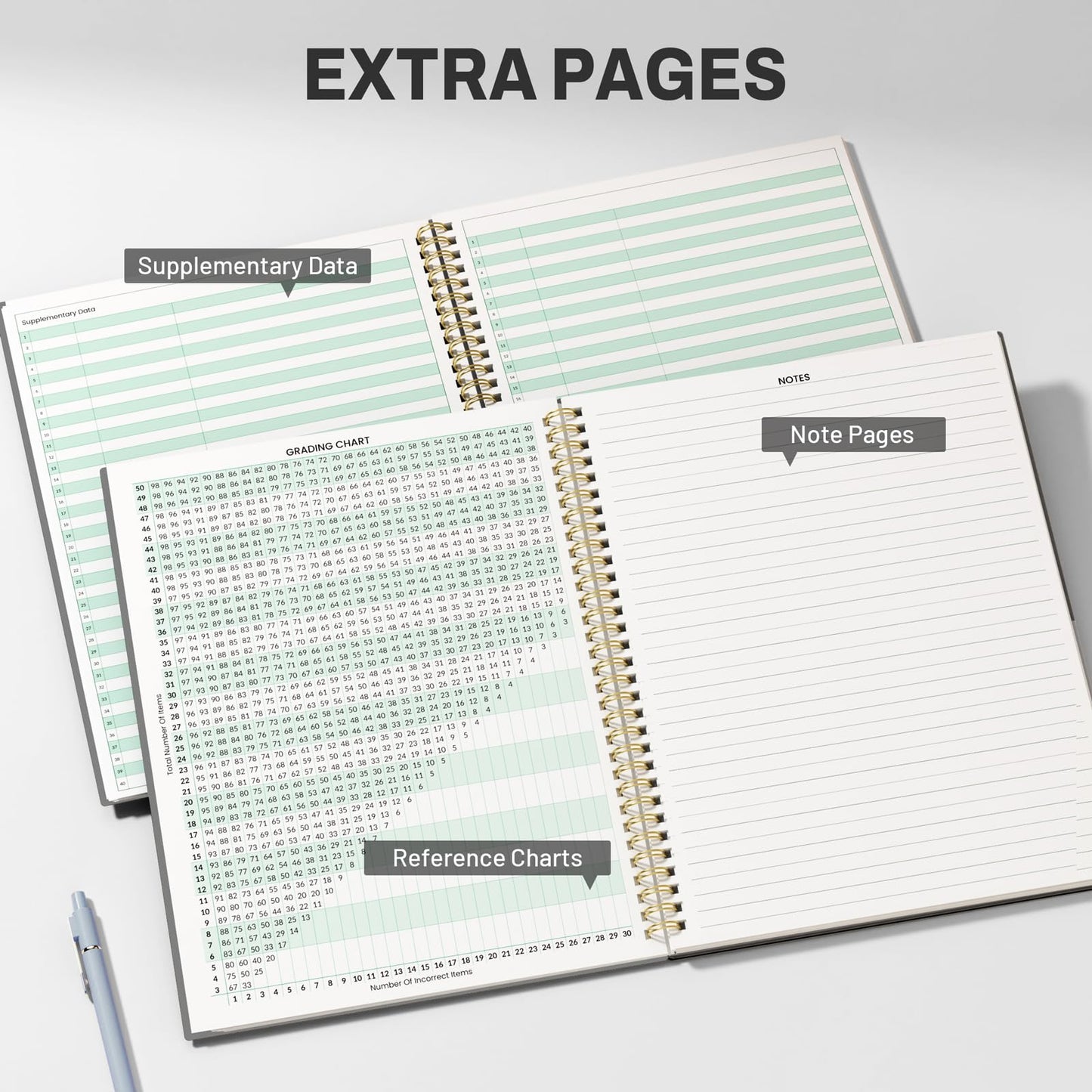 SUNEE Teacher Class Record Book for 9-10 weeks, 36 Names, 8.5x11 Inch, 104 Pages (52 Sheets), 100gsm Thick Paper, Larger Grade Recording up to 36 Students with Water-Resistant Plastic Cover, Black