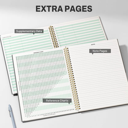 SUNEE Teacher Class Record Book for 9-10 weeks, 36 Names, 8.5x11 Inch, 104 Pages (52 Sheets), 100gsm Thick Paper, Larger Grade Recording up to 36 Students with Water-Resistant Plastic Cover, Black