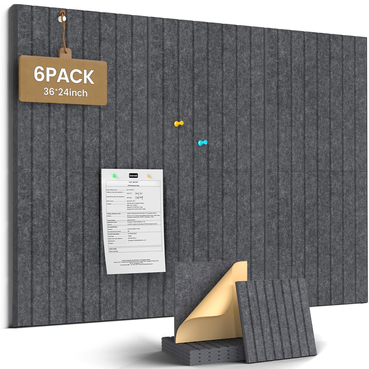 JBER Large Felt Bulletin Board 36" x 24" - 6 Pack Felt Wall Tiles, Cork Board Alternative to Use in Office & Home Decor, Classroom Decor, Vision Board to Display Your Photos(Dark Gray)