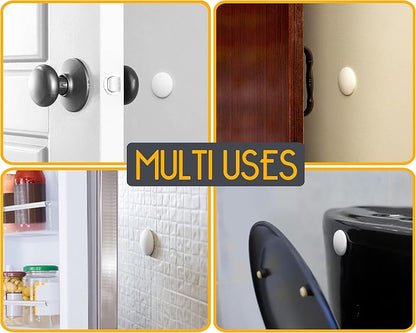 Door Stoppers - 1.57" (12 Pack) - Door Stoppers for Wall with Strong Back Adhesive - Quiet and Shock Absorbent Silicone Wall Protectors from Door Knobs - Protects Every Surface - White