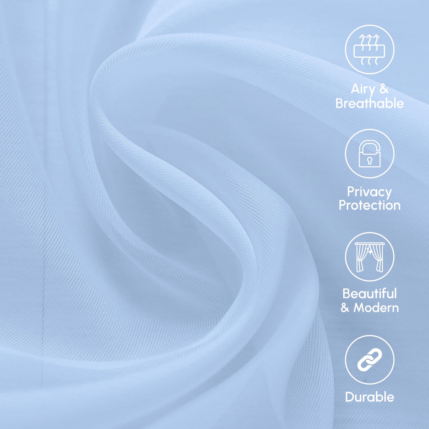 Elegant Comfort Lightweight Sheer Voile Window Scarf Valance - 216 Inch Long - 1 Panel Sheer Curtain for Living Room, Event Decor, Bedroom, (1 Piece) 55" X 216'' Long, Light Blue