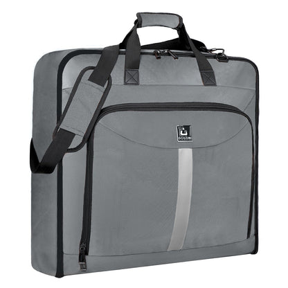 Goloni Garment Bag Suit Bag for Travel & Business, Hanging Shoulder Garment Cover, Foldable Waterproof Clothes Protector for Suit Jacket Dress Coat Wardrobe Storage Grey