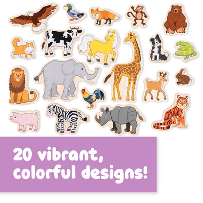 Spark & Wow Wooden Magnets | Animals | Magnets for Kids Ages 2+ | Open-Ended Play | Adhere to Fridges, Whiteboards and More
