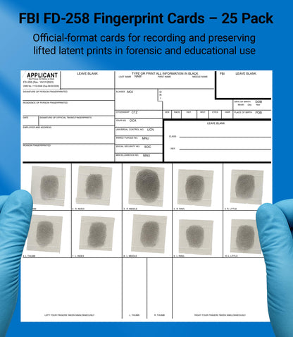 TillBio Latent Fingerprint Kit 13-Piece Set, Magnetic Two-Tone Powder, Magnetic Brush, Fingerprint Cards & More for Classroom and Forensic Science Education (13-in-1 Set)