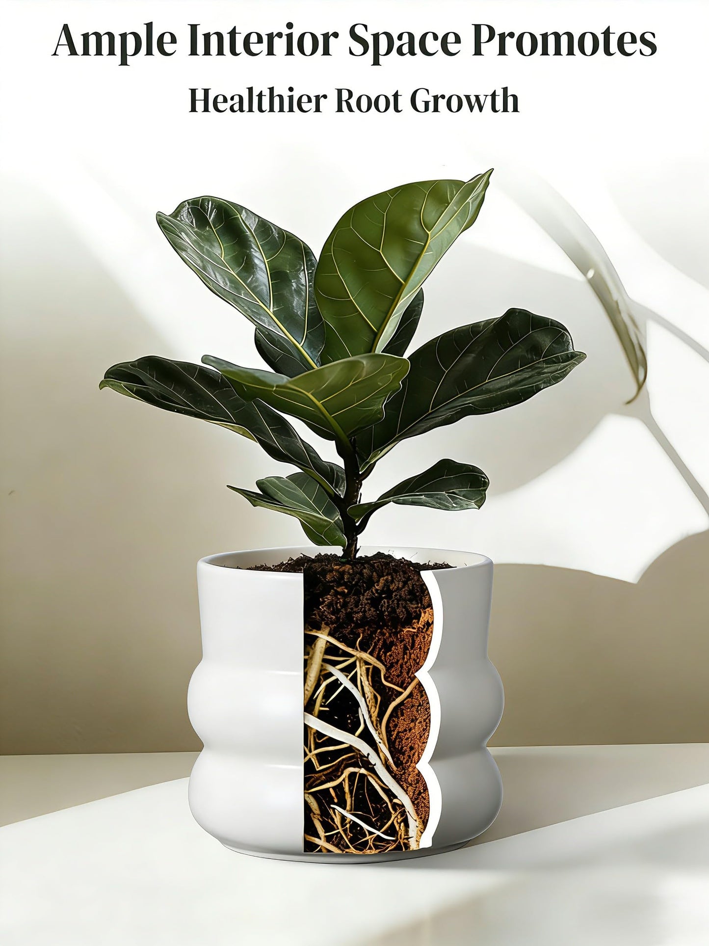 FUYHE 6 Inch Plant Pot,Ceramic Planter Pot with Drainage Hole,Indoor Planters for Herbs Plants,Ceramic Flower Pots for Indoor/Outdoor Plants,Home Office Garden Décor,Cream White