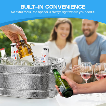 2 Pack Galvanized Tub with Handles - Beverage Tub with 2 Ice Scoops, 3 Gallon Ice Bucket for Parties, Metal Drink Buckets for Parties for Champagne Cocktails Wine Cooling for Mimosa Bar Supplies