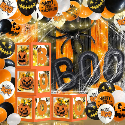105Pcs Halloween Birthday Party Decorations with Happy Banner Balloons Bat Wall Stickers for Halloween 1st Birthday Party Decor